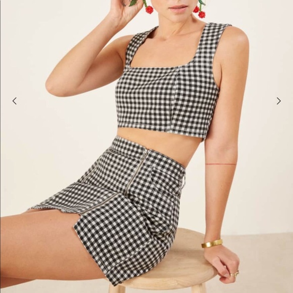 reformation jeannie gingham co-ord set